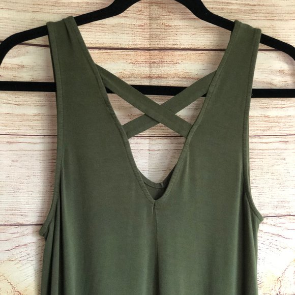Alya Dresses & Skirts - Alya - Olive Green Criss Cross Sleeveless Dress